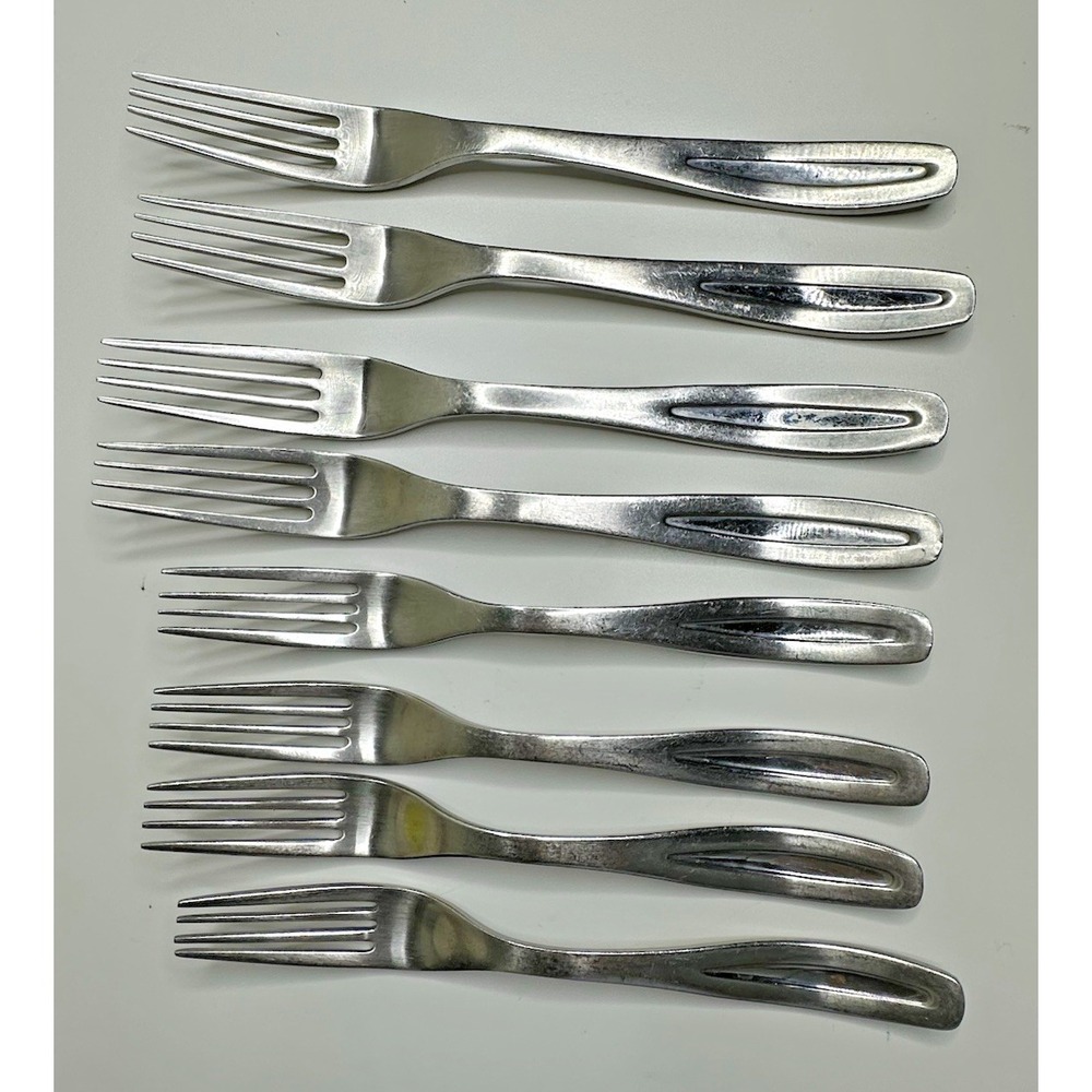 Robert Welch LINTON Stainless Flatware 4 Dinner 4 Salad Forks 8 pc Set